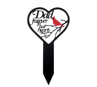 Tinoaly Dad Forever in Our Heart Memorial Grave Marker, Cardinals Birds Heart Grave Decorations Cemetery Plaque Sympathy Metal Graves Stakes Decor for Father Headstone Outdoors Yard Garden