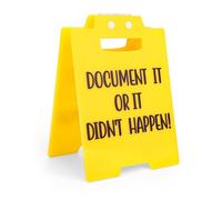 Tinoaly Document It Or It Didn't Happen Desk Sign, Funny Yellow Acrylic Office Warning Plaque Novelty Desk Decor for Office Colleagues Prank