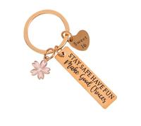 Tinoaly Happy 16th Birthday Keychain, Sweet 16 Keychain Keyring Gifts Engraved Blessing Flower Key Chain Key Ring Decorations for Friends Christmas Stocking Stuffs Party Decorations (Rose Gold)
