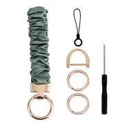 Tinoaly Keychain Wristlet, Elastic Wrist Keyring Bracelet with D Key Ring Cute Lanyard Strap Key Chain Suitable for Women and Men Wallet Card (Army Green)