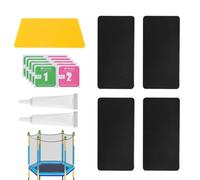 Tinoaly Self-Adhesive Trampoline Patch Repair Kit, 4 Rectangle Patches 10x20cm/4x8in with 2 Glue Bottles & 1 Scraper Tool Heavy-Duty Fix for Trampoline Mat Tear or Hole Quick Outdoor Mat (Black)