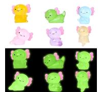 Tinola 12 pcs Mini Resin Axolotl, Tiny Miniature Axolotl Animals Figures Glow in The Dark Small Axolotls Ornament Toy for DIY Craft Garden Dollhouse Landscape Potted Plant Decorations (6 Colors)
