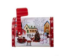 Tinplate Christmas Mailbox For Candy Container with Flag for Letters and Treats Use at Holiday Parties and Seasonal Celebrations Weather Resistant Metal Construction (D)