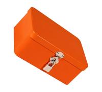 Tinplate Lockable Storage Box, Front Latch Organizer with Compact Profile for Desk Dresser Shelf Dorm Essentials Small Metal Box Tinplate Organizer Desk Storage Tin Accessory Holder Dorm Dresser Shelf