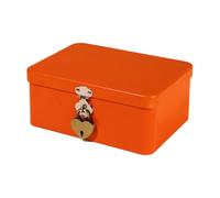 Tinplate Lockable Storage Box, Front Latch Organizer with Compact Profile for Desk Dresser Shelf Dorm Essentials Small Metal Box Tinplate Organizer Desk Storage Tin Accessory Holder Dorm Dresser Shelf
