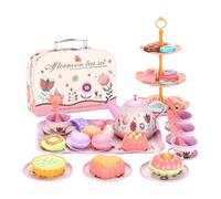 Tinplate Set - ABS, Tea Set for Girls, High Durability | Education Through Fun, Imitation Jueg Toys with Carrying Case Kids 3 to 6 Years, G