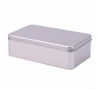 Tinplate Storage Tins 2Pcs Rectangular Boxes for Organizing Office Supplies, Jewelry, and Other Small Items (Sliver)