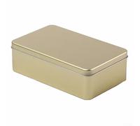 Tinplate Storage Tins 2Pcs Rectangular Boxes for Organizing Office Supplies, Jewelry, and Other Small Items (Gold)
