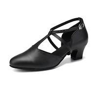 TINRYMX Latin Dance Shoes for Women Salsa Tango Character Ballroom Dance Shoes,Black-4.5CM-4UK