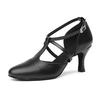 TINRYMX Latin Dance Shoes for Women Salsa Tango Character Ballroom Dance Shoes,Black-7.5CM-7UK