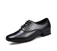 TINRYMX Men Latin Dance Shoes Lace-up Standard Ballroom Modern Tango Salsa Practice Social Dance Shoes,LHDMD-Black-2.5CM,9.5UK