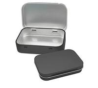 Tins Container, Metal Rectangular Tin Can,Mini Portable Box Small Storage Basic Necessities Home Storage Organizer Empty Hinged Household Storage Box with Lid for Candy Key Earring A4-SNTH (Black)