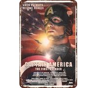 TINSAEGE Metal Tin Sign 1980s Captain America - The First Avenger | Decorative Signs and Plaques for Your Home Bar, Club, or Wall Decor - 8 x 12 inches