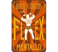 TINSAEGE Metal Tin Sign Hal'ys Circus presents : Flex Mentallo | Decorative Signs and Plaques for Your Home Bar, Club, or Wall Decor - 8 x 12 inches