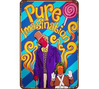 TINSAEGE Metal Tin Sign WILLY WONKA - PURE IMAGINATION | Decorative Signs and Plaques for Your Home Bar, Club, or Wall Decor - 8 x 12 inches