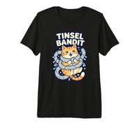 Tinsel Bandit Holiday Festive Feline Christmas Cat Lover Premium T-Shirt