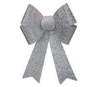 VFM e-Store - Tinsel Bow Light Up Christmas Decoration X 1 Stocking Filler Xmas Present Celebration Festive Winter Ornaments - 29cm X 43cm X 10cm Silver