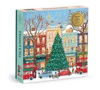 Galison Tinsel City - 500 Piece Foil Jigsaw Puzzle Featuring Charming Artwork Of Decorated Christmas Tinsel City Streets