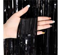 Tinsel Curtain Black - 200 x 100 cm - Glitter Curtain for Door Frame as Decoration, Party, Wedding, Decoration Birthday for Children and Adults (Black)