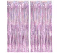 Tinsel Curtain Pink Glitter - Girls Tinsel Curtains Pastel Foils Fringe Party Decoration Background for Unicorn Mermaid Fairy Princess Birthday School Child School Party