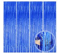 Tinsel Curtains, 4 Pack Blue Streamer Backdrop, Glitter Curtain, Party Door Foil Fringe Shimmer Curtain, for Decorations, Wedding, Birthday Party (1m x 2m)