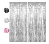 Tinsel Curtains,Silver Foil Curtain,Foil Fringe Curtain,Disco Party Decorations,Silver Backdrop Party,Easter Decorations,2 Pieces
