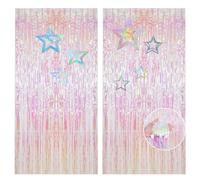 Tinsel Fringe - Iridescent Party Decorations, 2pcs Iridescent Streamers Tassel Paper 7pcs Hollow Laser Pentagram, Disco Party Decorations, Girls Bachelorette Party Decorations, Party Streamers