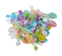 Tinsel Garland For Easter - Hangable Reusable Foil Decoration | Egg-Shaped Wire Wreath With LED Colored Lights | For Spring Season Window Fence Wall Arch Stair Railings Ceiling Classroom | Fireplace M