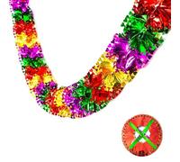 Tinsel Garland, Red Green Silver Shiny Metallic Foil Twist Christmas Garland, Extra Long Ceiling Hanging Tinsel Xmas Decoration(1pcs 2.3m heart A)