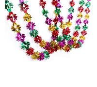 Tinsel Garland, Red Green Silver Shiny Metallic Foil Twist Christmas Garland, Extra Long Ceiling Hanging Tinsel Xmas Decoration(4pcs 1.8m windmill)
