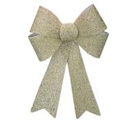 VFM e-Store Tinsel light Up Bow Christmas Decoration X 1 29cm x 43cm x 10cm Champagne in Ivory | Size: 29 cm x 43 cm x 10 cm VFM e-Store Ivory 29 cm x 43 cm x 10 cm