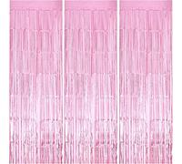Tinsel Party Decorations Foil Fringe Curtain, Sparkle Metallic Streamers for Birthday Party Wedding Backdrop-1x2M (Baby Pink)
