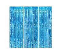 Tinsel Party Decorations Foil Fringe Curtain, Sparkle Metallic Streamers for Birthday Party Wedding Backdrop-1x2M (Baby Blue)