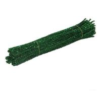 Tinsel Sparkle Pipe Cleaners 100 Pack Chenille Craft Stems Polyester Material for Creative Craft Use and Holiday Arts (green)