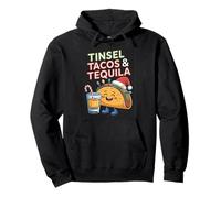 Tinsel Tacos & Tequila Funny Christmas Pullover Hoodie