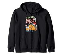 Tinsel Tacos & Tequila Funny Christmas Zip Hoodie