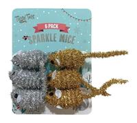 Tinsel Tails Sparkle Mice 6pk - Bring Some Seasonal Sparkle To Your Pet's Playtime With These Tinsel Tails Sparkle Mice - The Perfect Toys To Stimulate Your Pet Over The Christmas Holidays