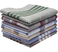 Tinsellns 100% Cotton Men's Handkerchiefs 6PCS Premium Soft Gents Checkered Hankies Set 40 x 40CM Pocket Square Hankies