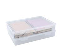 Tinsellns 2 Pack Portable A4 Size Storage Boxes with Latching Lids, Clear A4 File Box Set, for Documents, Scrapbook Paper Storage, and Board Game Organization