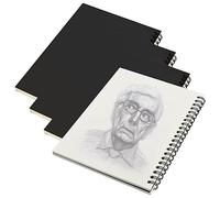 Tinsellns 4Pcs A5 Sketchbook 50 Sheets Spiral Bound Artist Sketch Pad Black Kraft Cover Blank Drawing Notebook for Graphite Pencil Painting Artists Studio School