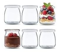 Tinsellns 6 Pack Yogurt Jars with Airtight Lids, 200 ml Transparent Dessert Glasses, Reusable Yoghurt Cups, Dessert Jars for Jelly, Honey, Tiramisu, Mousse, Muesli