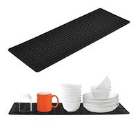 Tinsellns Dish Drying Mat, 40.5x14.5cm, Black, Silicone, Wavy Pattern, Non-Slip, Heat Resistant, Kitchen & Home