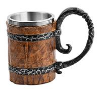 Tinsellns Tankard Mug Beer Mug 600ml Big Beer Cup Stainless Steel Inner Wall Viking Mug Viking Gifts for Men 18th Birthday Gifts for Boys
