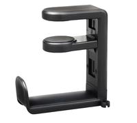 tinshow Headphone Stand Holder with Cable Clip, Clamp Headset Desk Hook Universal Adjustable Headphone Hanger Hook Under Desk Mount Earphone Clip 360 Degree Swivel for Xbox Gaming Headset Black