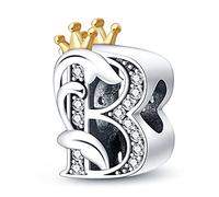 TINSLO 925 Sterling Silver Charms Beads Initial B Letter for Pandora Bracelet, Dangle Pendant Charms for Necklace and Bracelet Jewelry Gifts for Women Girls