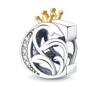 TINSLO 925 Sterling Silver Charms Beads Initial C Letter for Pandora Bracelet, Dangle Pendant Charms for Necklace and Bracelet Jewelry Gifts for Women Girls