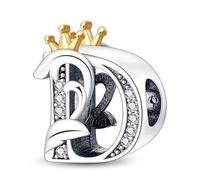TINSLO 925 Sterling Silver Charms Beads Initial D Letter for Pandora Bracelet, Dangle Pendant Charms for Necklace and Bracelet Jewelry Gifts for Women Girls