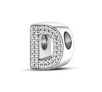 TINSLO 925 Sterling Silver Charms Beads Initial D Letter for Pandora Bracelet, Dangle Pendant Charms for Necklace and Bracelet Jewelry Gifts for Women Girls