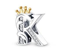 TINSLO 925 Sterling Silver Charms Beads Initial K Letter for Pandora Bracelet, Dangle Pendant Charms for Necklace and Bracelet Jewelry Gifts for Women Girls