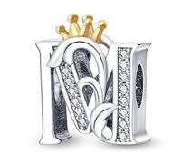 TINSLO 925 Sterling Silver Charms Beads Initial M Letter for Pandora Bracelet, Dangle Pendant Charms for Necklace and Bracelet Jewelry Gifts for Women Girls